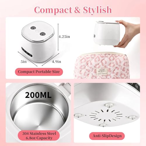 BQAN Rechargeable Nail Tool Cleaner, 3 Timers Mode Jewelry Cleaner, Portable 200ML Cleaning Machine for Nail Art Brushes, Drill Bits, Rings, Jewelry Home and Salon Use(White) - color: White