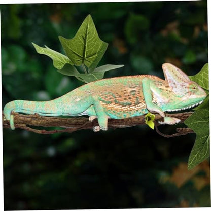 Reptile Branch 2PCS 17 Inch Realistic Reptile Vines with Leaves and Suction Cup Bendable Fake Terrarium Branches for Reptiles Tank Accessories for Snake Lizard Bearded Dragons Gecko Climbing