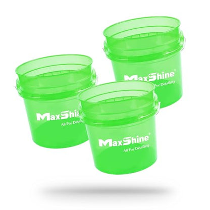 Maxshine 3.5 Gallon Universal Detailing Bucket – Car Wash Bucket for Scratch-Free Washing – Garage Storage & Auto Detailing Tool Holder – Holds Soap, Foam Cannon, Brushes, & More (3-Pack, Green) - color: 3.5g Bucket (3-pack, Green)