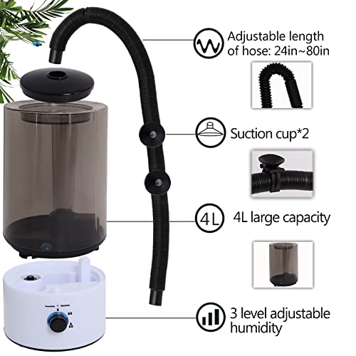 4L Reptile Humidifier Fogger with Extended Hose - Adjustable & Quiet Fogger | Mister for Chameleon, Bearded Dragon, Amphibians - Large Capacity(Black) - color: White+Black