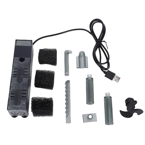 Zunate USB Aquarium Filter Pump, 3W Submersible Turtle Filter with Sponge, Quiet Mini Internal for Small Fish, Turtle Pond, Aquatic Plant Terrarium