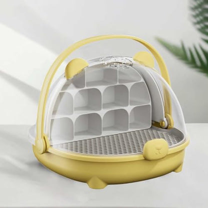 Silkworm Growth Box, Silkworm Breeding Box with Transparent Space Capsule Design, Portable Reptile Feeding Box Transparent Animal Habitat Cage with Handle (Yellow) - color: Yellow