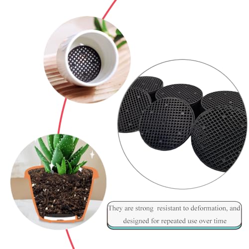 HAHIYO 10PCs 3.4Inch/8.5cm Black Round PP Plastic Flower Pot Hole Mesh Pad Bottom Grid Mat Bonsai Drainage mesh Hole Screens Gasket Prevent Soil Loss Breathable Gasket Drainage Netting for Bonsai - size: Round-3.4In-10P