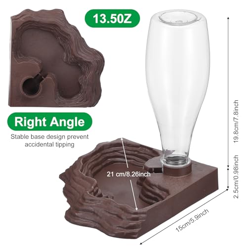 2 Pack Reptile Water Feeder Automatic Water Dispenser Waterer 13.5Oz Feeding Accessories Tank Lizards Waterer for Bearded Dragon Terrarium Turtle Tank Feeding Geckos Frog (Brown)