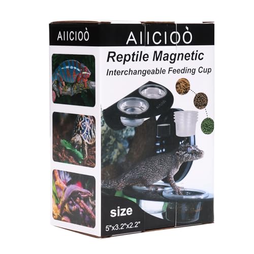AIICIOO Gecko Feeder Ledge with 6 Pack Plastic Bowls Crested Gecko Food Dish Strong Magnetic Reptile Food Feeder Water Dish for Chameleon Bearded Dragon Tank Accessories - size: Feeding Ledge Black