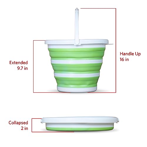 Pine-Sol Collapsible Bucket 2.6 Gallon - Multipurpose Foldable Pail for Cleaning, Car Wash, Outdoor, and Camping - Portable Round Plastic Tub with Handle - size: 2.6G
