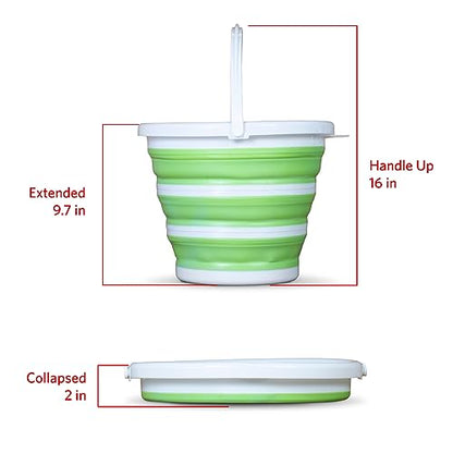 Pine-Sol Collapsible Bucket 2.6 Gallon - Multipurpose Foldable Pail for Cleaning, Car Wash, Outdoor, and Camping - Portable Round Plastic Tub with Handle - size: 2.6G