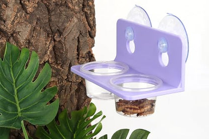 Crested Gecko Feeding Ledge with 10PCS Gecko Food Water Dish - color: Purple