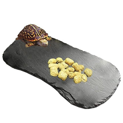 Reptile Basking Platform 15.0''x7.5'' Turtle Rock Plate Food Bowl Feeding Dish Tortoise Resting Bathing Slate for Lizard Gecko Bearded Dragon Chameleon Snake Frog - size: 15.0''x7.5''(1PCS)