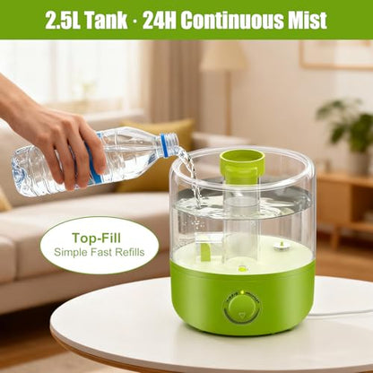 Terrarium Humidifier 2.5L – Top-Fill Ultrasonic Reptile Mister System, Adjustable Cool-Mist Fogger with Quiet Auto Shut-Off, Single/Dual Hose Mister for Reptile Tank & Vivariums