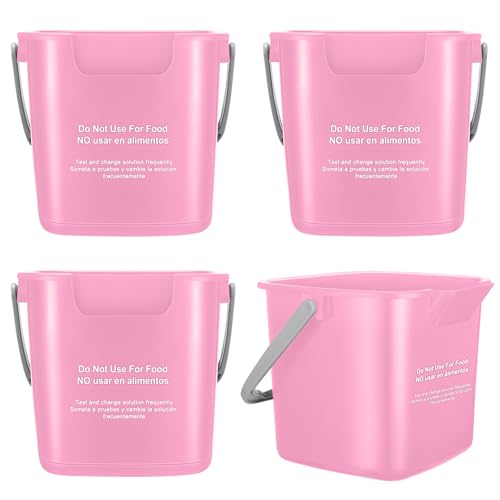 Yaomiao 4 Pcs Cleaning Bucket 3 Qt Sanitizing Bucket,Pink | Restaurant Small Square Detergent Pail with Measurements Spout and Handle, for Home, Kitchen, Office, Commercial Use - color: Pink