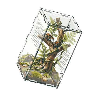 Transparency Reptiles Container Box Terrarium with Front Opening Door Breeding Box for Home Travel Amphibian Display Small Pet Habitat Cage