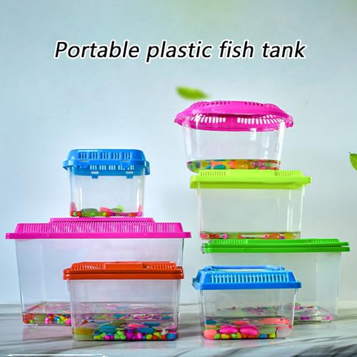 Portable Reptiles Tanks Box Including Feeding Port Observation Window for Lizards Breeding Case Large Lizards Habitat Box Featuring Ventilated Cover - size: 18x11x11cm