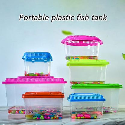 Portable Reptiles Tanks Box Including Feeding Port Observation Window for Lizards Breeding Case Large Lizards Habitat Box Featuring Ventilated Cover - size: 18x11x11cm