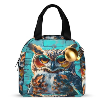 Funny Owl with Sunglasses Lunch Bag for Women Men | Insulated Lunch Box Leakproof Food Meal Containers Reusable Foldable 6L Capacity Lunch Tote Bags for Work Picnic Travel - color: Style 6