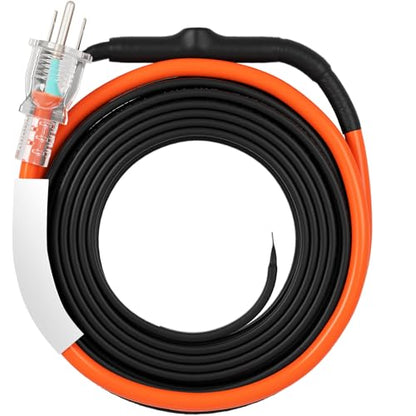 VEVOR Self-Regulating Pipe Heating Cable, 15FT 5W/FT Heat Tape for Pipes Freeze Protection, Water Pipe Heat Cable with Built-in Thermostat Protects PVC Hose, Metal and Plastic Pipe from Freezing - size: 15 Feet