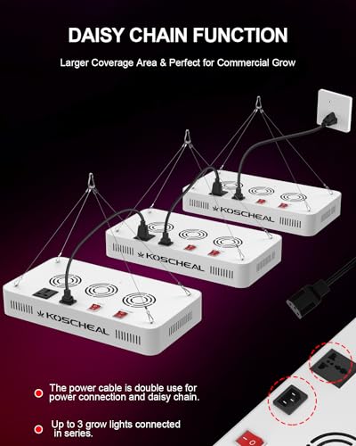 KOSCHEAL KS2000 230W LED Grow Light, 2.8 µmol/J Full Spectrum | Veg & Bloom Switches with 395nm/730nm. Daisy Chain up to 3 Units. Quiet Cooling. Ideal for 4x4/3x4 ft Grow Tents. - color: Creamy White