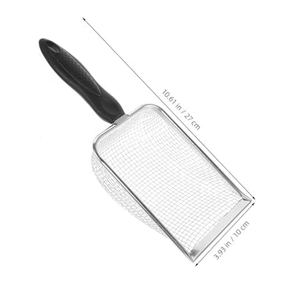 Abaodam Stainless Steel Sand Substrate Scoop for Reptiles Durable Filtering Shovel with Mesh Strainer Easy to Clean Lizard Litter for Pet Owners