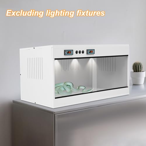 PVC Reptile Terrarium Tanks Enclosure for Chameleons Lizards Snakes, Reptile Pet Breeding Box ReptileHabitat with Two Independent Temperature Control and Glass Sliding Door (White) - color: White
