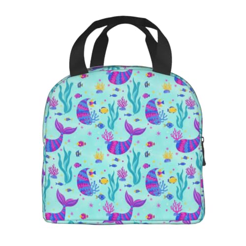 Adult Mermaid Glitter Print Insulated Cooler Tote Bag | Mermaid Glitter Art, Water-Resistant Foam Thermal Bag, Multi-Pocket Organizer for Work & Travel - color: Pattern (867)