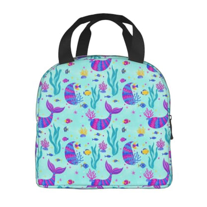 Adult Mermaid Glitter Print Insulated Cooler Tote Bag | Mermaid Glitter Art, Water-Resistant Foam Thermal Bag, Multi-Pocket Organizer for Work & Travel - color: Pattern (867)