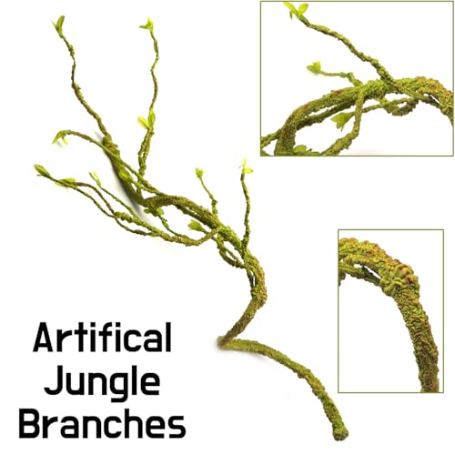 Reptile Terrarium Decor Branch, 45'' Climbing Fake Plants for Reptile Enclosure, Ideal for Chameleon Bearded Dragon Lizard Gecko Tank Accessories - size: Reptile Branch - Medium