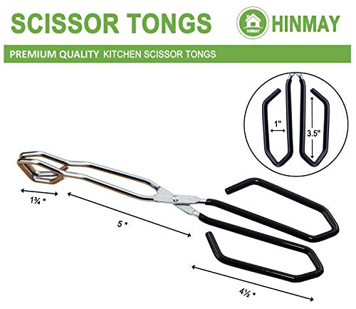 HINMAY Kitchen Scissor Tongs 11" Stainless Steel Cooking Tongs, Set of 2 - size: 11''