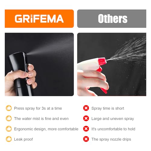 10OZ Continuous Spray Bottle - Hair & Face Ultra Fine Mist Spray Bottles, Refillable Empty Water Sprayer, Leak Proof Portable Spray Bottles for Hairstyling, Skincare, Plants, Cleaning, Pets, Travel | Ultra fine mist, ergonomic handle, refillable for plant