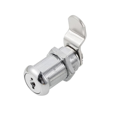 Cabinet Cam Locks Keyed Alike, 1-1/8” Cylinder Cam Locks for Tool Box RV Compartment Mailbox Vending Machine Drawer File Cabinet, Fits 7/8” Max Panel Thickness, Chrome Finish with 3 Cams and 2 Keys - size: 1-1/8 Inch