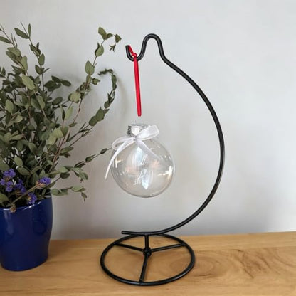 3-Pack Black Ornament Display Stand, Air Plant Holder Terrariums Hanging Stand Crystal Ball Hanging Hook for Christmas Wedding Home Office Decoration