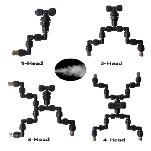 Reptile Adjustable Watering Fogger Mister With Quick-attach Nozzle（0.3mm) Connect With 1/4'' Pipe 1/2/3/4 Head(1-Head Black) - color: 1-Head Black