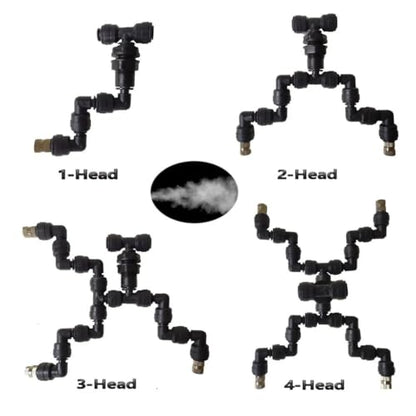 Reptile Adjustable Watering Fogger Mister With Quick-attach Nozzle（0.3mm) Connect With 1/4'' Pipe 1/2/3/4 Head(1-Head White) - color: 1-Head White