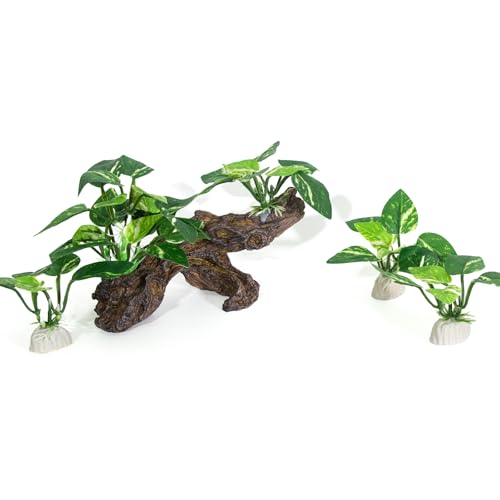 4PCS Driftwood Cave Aquarium Decor Silk Aquarium Plants for Betta Fish Tank Decorations