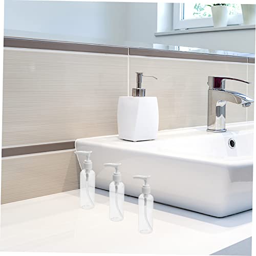 4pcs Cosmetic Water Bottle Mini Spray Bottles Bathroom Shower Container Shampoo Liquid Hand Liquid Hand Bottle Sample Case Terrarium Travel Pump Type White Clip Pump