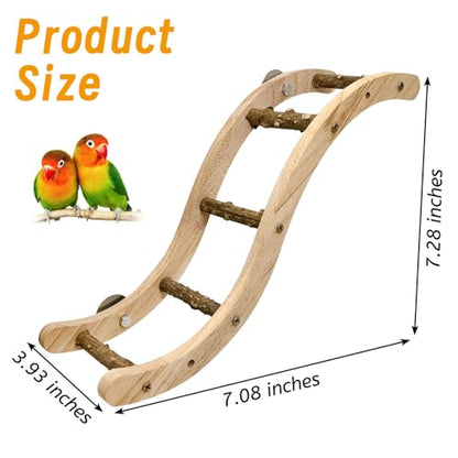 Hamiledyi Nature Wooden Bird Ladder Pet Parrots Climb Bridge Exercise Stands for Parakeet Climbing Chewing Bridge Bird Cage Accessories for Cockatiel Parakeet Lovebirds Budgie
