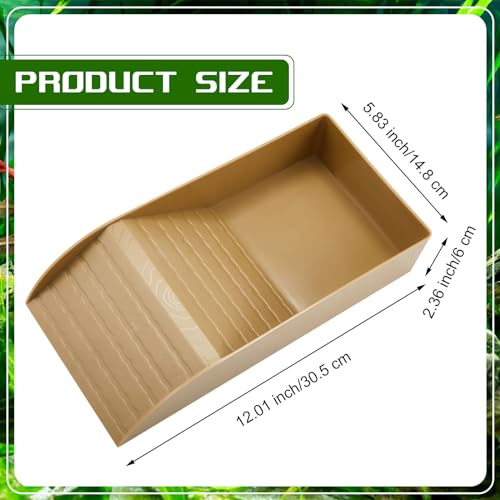 Hermit Crab Water Tank, Hermit Crab Water Bowl with Climbing Ramp, Reptile Climbing Tortoise Habitat Accessories Turtle Basking Platform Aquarium Pool Supplies for Small Medium Amphibians(Wood Color)