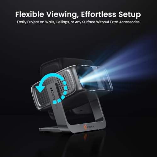 HAPPRUN 2000 ANSI Outdoor Projector with Official Google TV, 4K Decoding | Dolby Audio, 10K+ Apps, AI Auto Focus, 270° Stand,Smart Projector with WiFi and Bluetooth, Movie Projector for Indoor/Outdoor