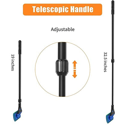 AQUANEAT Aquarium Cleaning Tools, Fish Tank Cleaner Kit with Adjustable Long Handle, 5 in 1 Set Including Fish Net, Algae Scraper