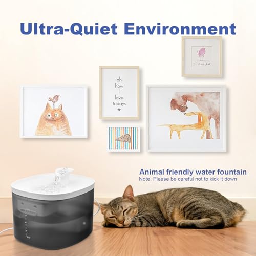 Cat Water Fountain 105oz/3L Pet Water Fountain - Quiet Dog Water Fountain with Water Level - Flowing Water to Provide Fresh Water- No Sputter, Easy Cleaning, Suit for cat Waterer