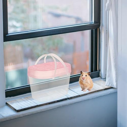 Luxshiny 2pcs Small Pet Cage and Plastic Reptile Container Portable Handheld Hamster and Turtle Carrier Boxes for Travel and Outdoor Use