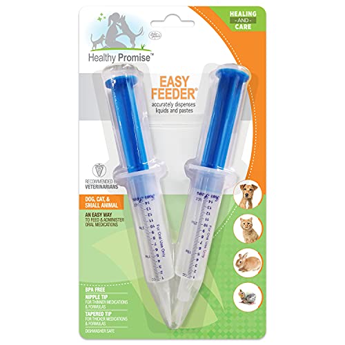 Four Paws Healthy Promise Easy Feeder Pet Feeding Syringe, 2 Count | Convenient syringe feeder, for hand-feeding kittens & puppies, easy to use, pet nursing supplies