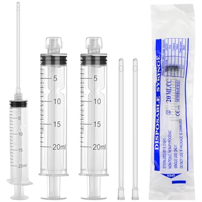10 Pack 20ml Luer Lock Syringe - Syringes for Liquid with Soft Tube - Individually Pcakaged，Scientific Labs and Measuring, Refilling Inks - style: 20ml - 4.0mm Tube