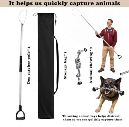 Adjustable 60–92 Inch Animal Catch Pole Animal Control Pole for Dogs Cat Raccoon Wild Boar Fox Wolf Lizard Calf Alligator Wildlife & Farm Animals with Animal Toy and Storage Bag