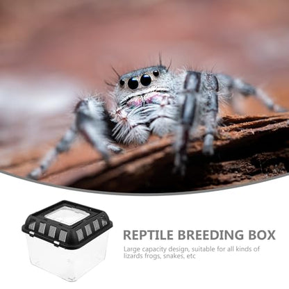 Reptile Breeding Box with Handle, Acrylic Portable Terrarium 20x20x16cm, Pet Display Container for Spiders, Frogs, Snakes, Suitable for Home and Travel Use
