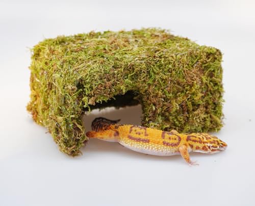 Leopard Gecko Tank Accessories, Reptile Moss Hide Cave, Adjustable Humid Tank Terrarium Decor Accessories for Corn Snakes and Small Lizards