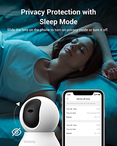 blurams Security Camera 2K, Baby Monitor Dog Camera 360-degree for Home Security (White-2Pack) - color: White-2Pack