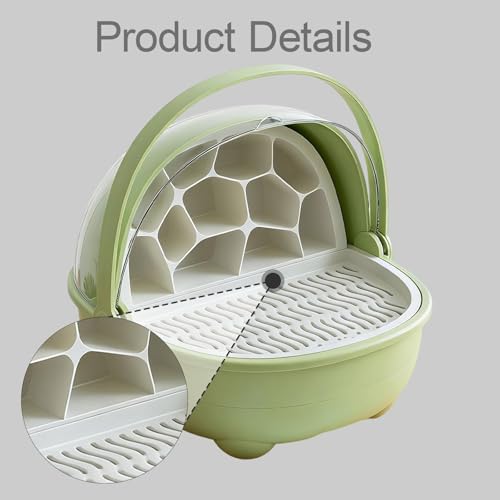 Silkworm Breeding Box Small Pet Feeding Container Transparent Removable Habitat Cage Portable Reptile House with PP for Turtle Frog Snake Suit, Green - color: Green