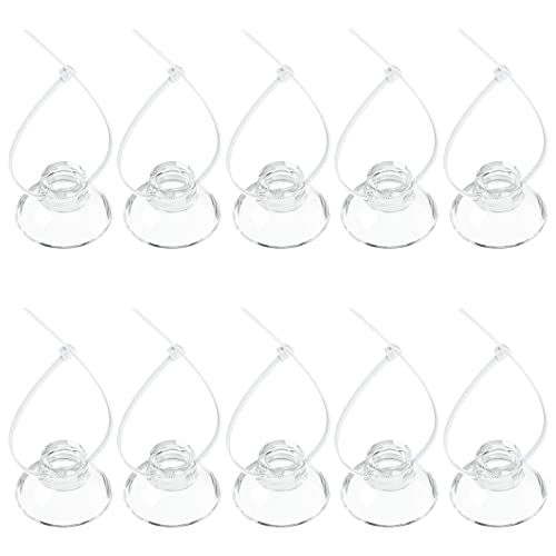 Pawfly 10 Pack Suction Cups with 20 Pieces Adjustable Zip Ties for Aquarium Fish Tank Binding Moss Shrimp Dodging Nest - size: 10 Pack