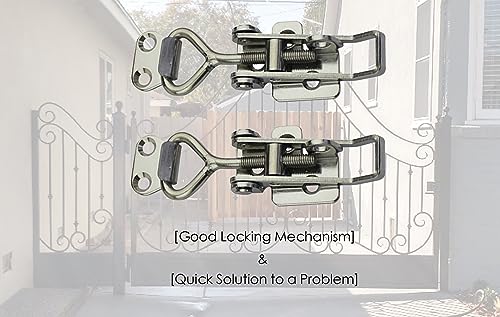 Adjustable Latch Buckle Cabinet Boxes Lever Handle Toggle Catch Latch Lock,Silver,Adjustable Range:97-123mm,2 Pcs - size: 2S,Range:97-123mm