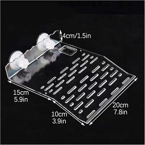 RLECS Reptile Habitat Platform 25x20x0.3cm Acrylic Suction Cup Transparent Dock Floating Decoration Pet Supplies Suitable for Aquariums